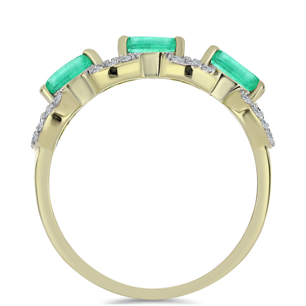 Kullattu hopeaSormus Kolumbian Smaragdilla ja Valkoisella Timantilla 2 