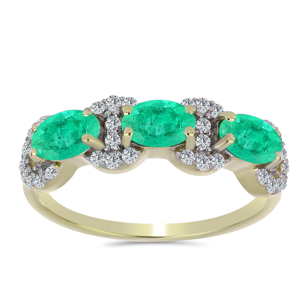 Kullattu hopeaSormus Kolumbian Smaragdilla ja Valkoisella Timantilla