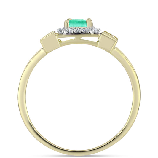 Kullattu hopeaSormus Kolumbian Smaragdilla ja Valkoisella Timantilla