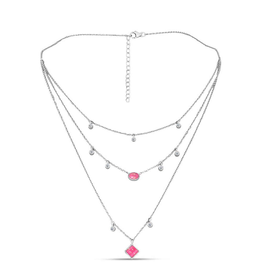 HopeaKaulakoru Lega Dembin Vaaleanpunaisella Opaalilla ja Valkoisella Topaasilla 1 