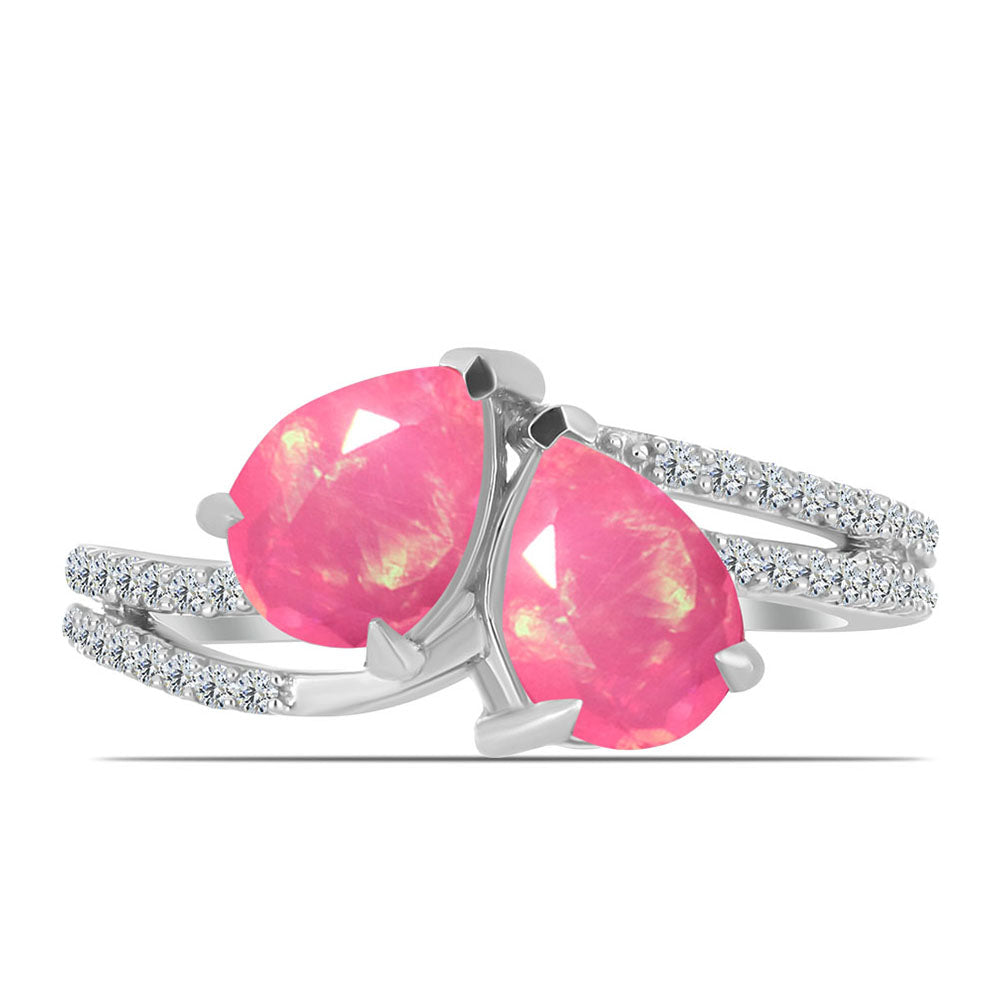 HopeaSormus Lega Dembin Vaaleanpunaisella Opaalilla ja Valkoisella Topaasilla