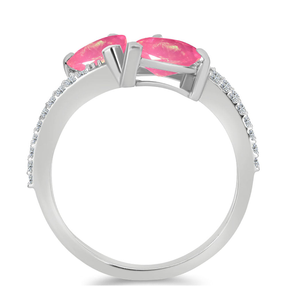 HopeaSormus Lega Dembin Vaaleanpunaisella Opaalilla ja Valkoisella Topaasilla