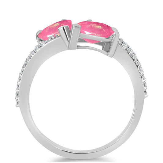 HopeaSormus Lega Dembin Vaaleanpunaisella Opaalilla ja Valkoisella Topaasilla