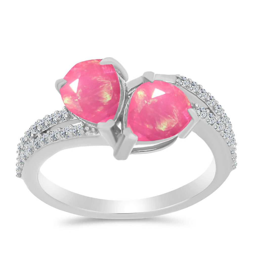 HopeaSormus Lega Dembin Vaaleanpunaisella Opaalilla ja Valkoisella Topaasilla 3 