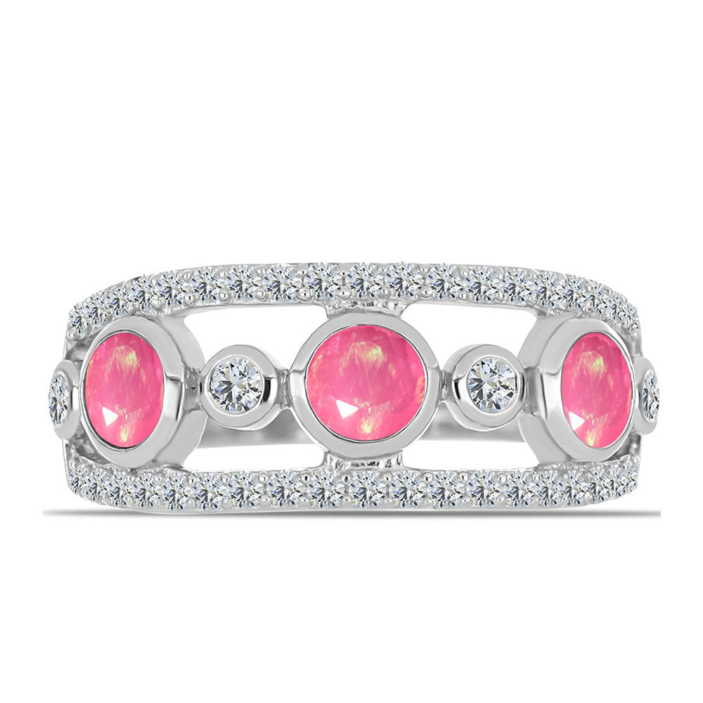 HopeaSormus Lega Dembin Vaaleanpunaisella Opaalilla ja Valkoisella Topaasilla 1 