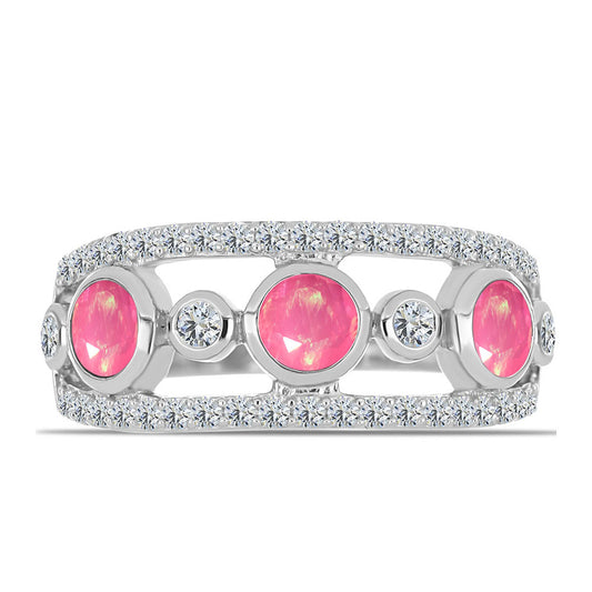 HopeaSormus Lega Dembin Vaaleanpunaisella Opaalilla ja Valkoisella Topaasilla