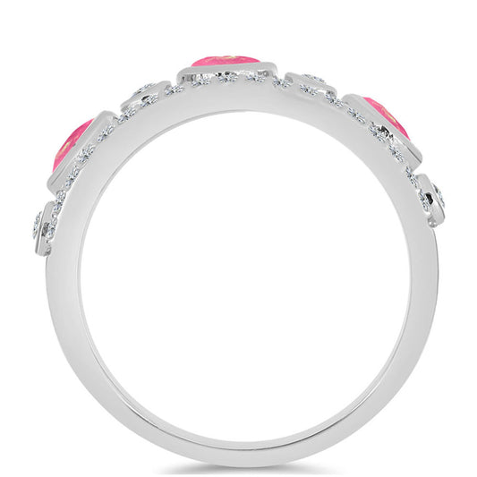 HopeaSormus Lega Dembin Vaaleanpunaisella Opaalilla ja Valkoisella Topaasilla