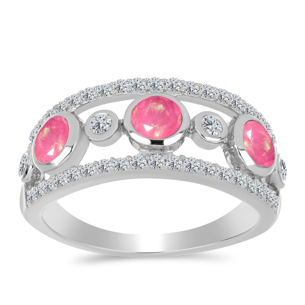 HopeaSormus Lega Dembin Vaaleanpunaisella Opaalilla ja Valkoisella Topaasilla 3 