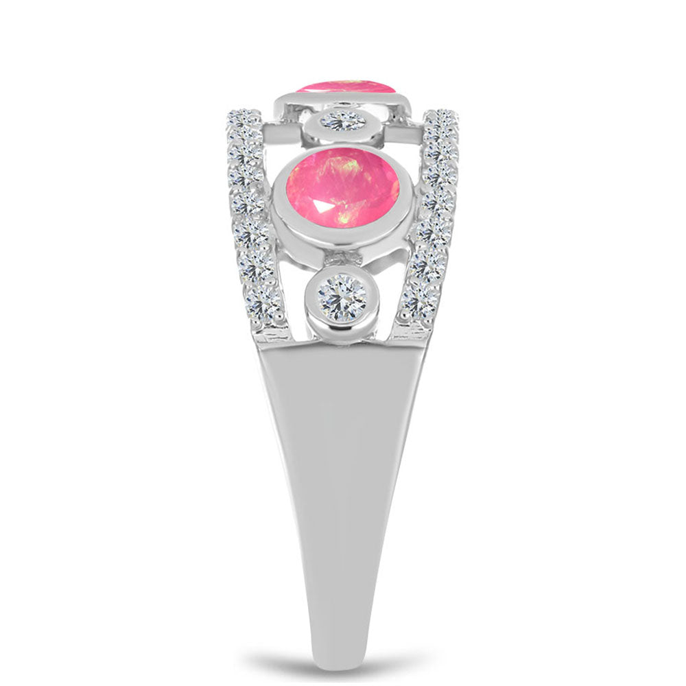 HopeaSormus Lega Dembin Vaaleanpunaisella Opaalilla ja Valkoisella Topaasilla 4 