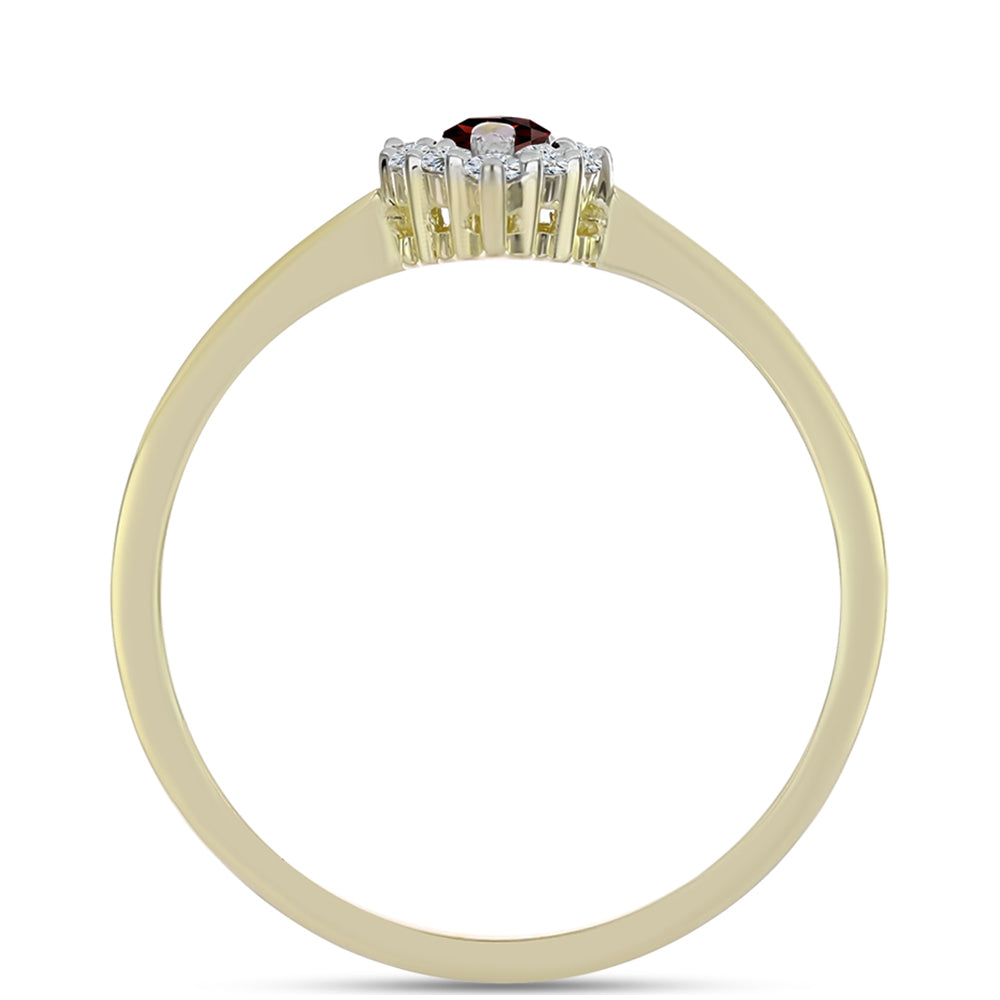 Kullattu hopeaSormus Barton Granaatilla ja Valkoisella Topaasilla