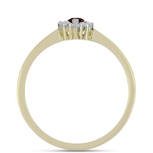 Kullattu hopeaSormus Barton Granaatilla ja Valkoisella Topaasilla