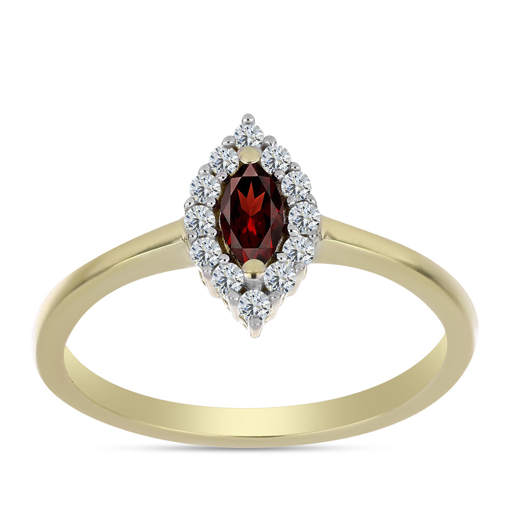 Kullattu hopeaSormus Barton Granaatilla ja Valkoisella Topaasilla 3 