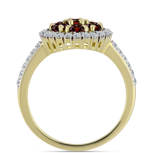 Kullattu hopeaSormus Barton Granaatilla ja Valkoisella Topaasilla