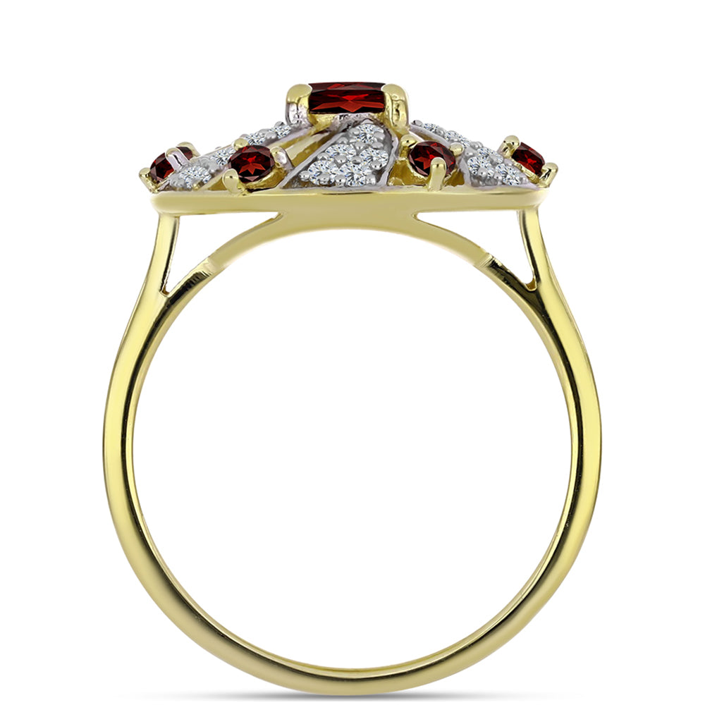 Kullattu hopeaSormus Barton Granaatilla ja Valkoisella Topaasilla 2 