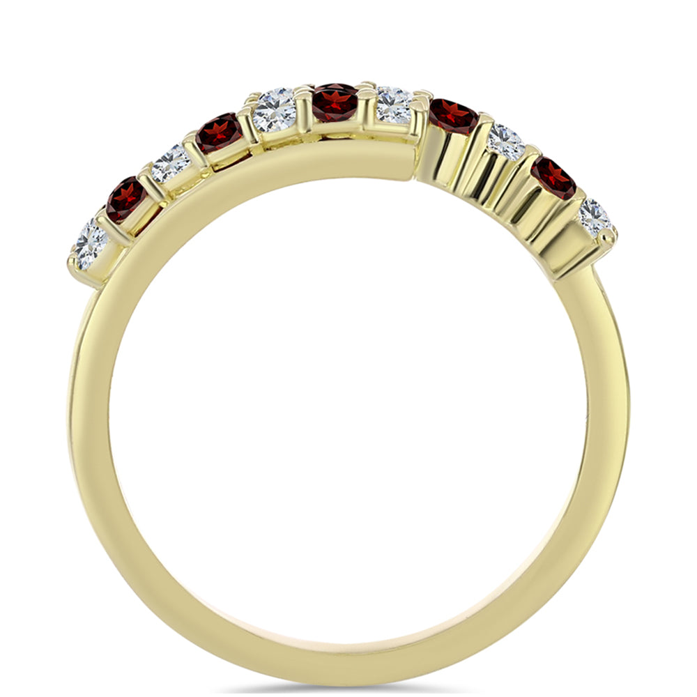 Kullattu hopeaSormus Barton Granaatilla ja Valkoisella Topaasilla