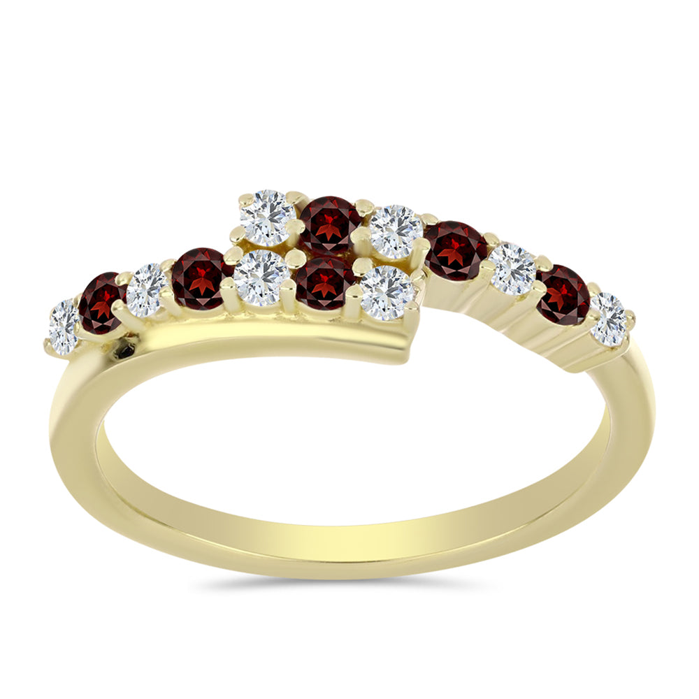 Kullattu hopeaSormus Barton Granaatilla ja Valkoisella Topaasilla