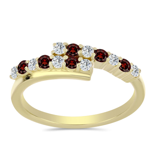 Kullattu hopeaSormus Barton Granaatilla ja Valkoisella Topaasilla