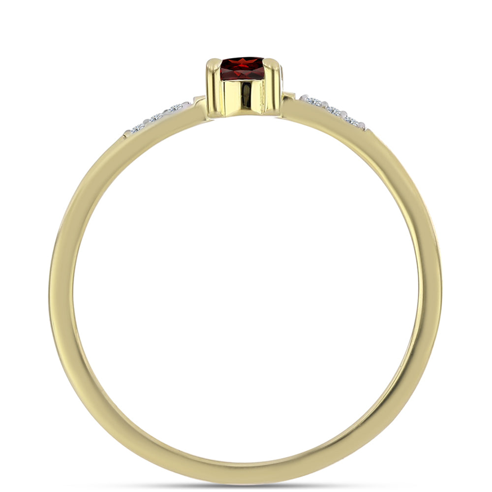 Kullattu hopeaSormus Barton Granaatilla ja Valkoisella Topaasilla