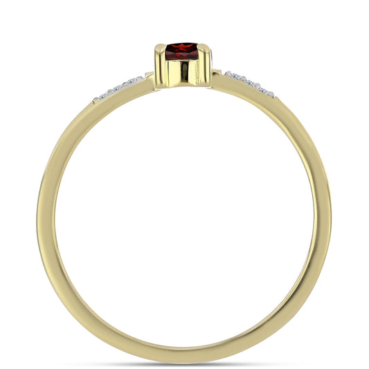 Kullattu hopeaSormus Barton Granaatilla ja Valkoisella Topaasilla