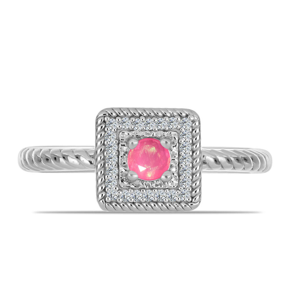 HopeaSormus Lega Dembin Vaaleanpunaisella Opaalilla ja Valkoisella Topaasilla 1 