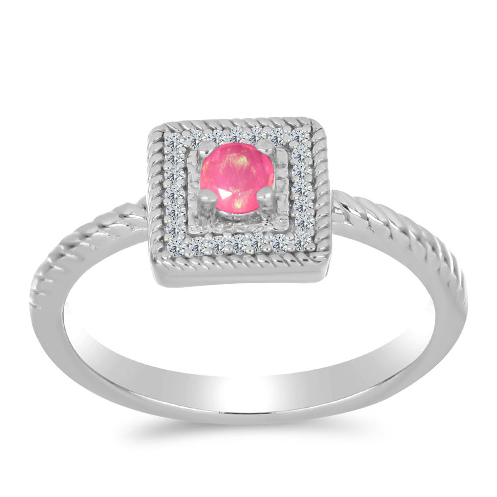 HopeaSormus Lega Dembin Vaaleanpunaisella Opaalilla ja Valkoisella Topaasilla 3 