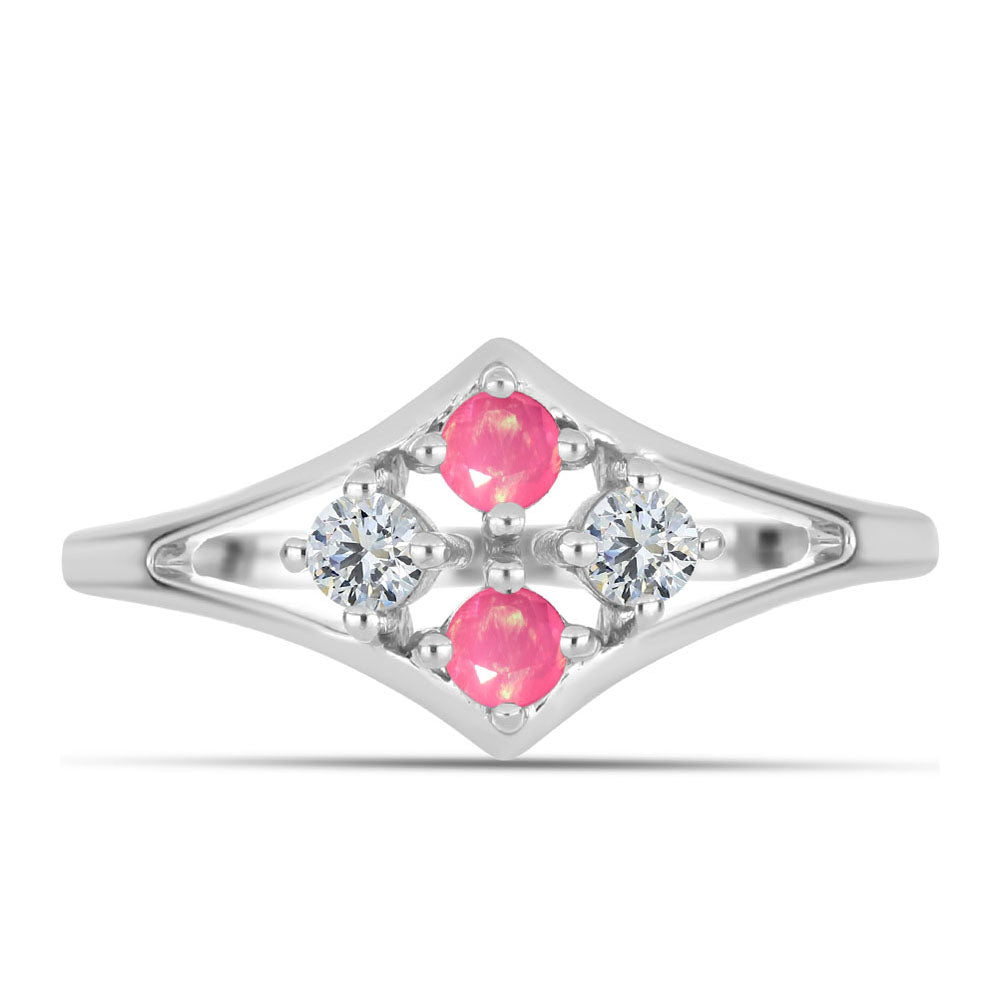 HopeaSormus Lega Dembin Vaaleanpunaisella Opaalilla ja Valkoisella Topaasilla 1 