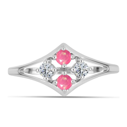 HopeaSormus Lega Dembin Vaaleanpunaisella Opaalilla ja Valkoisella Topaasilla