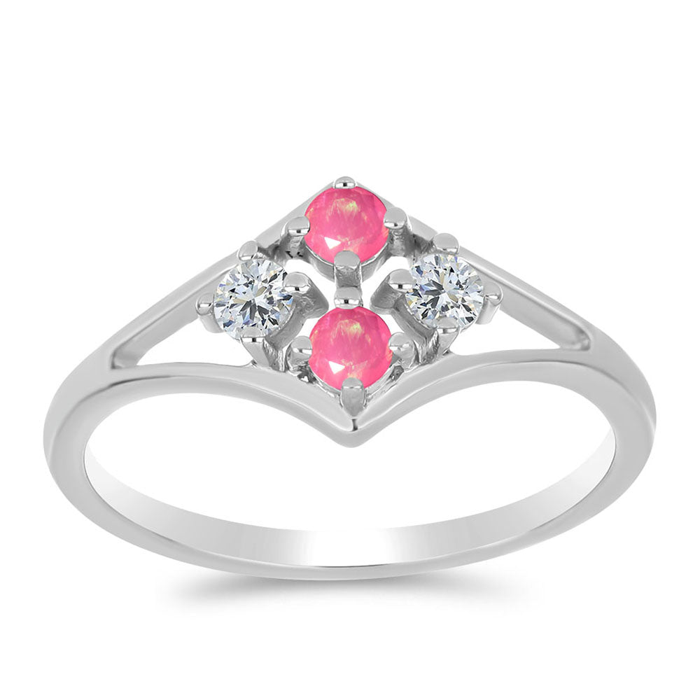 HopeaSormus Lega Dembin Vaaleanpunaisella Opaalilla ja Valkoisella Topaasilla 3 