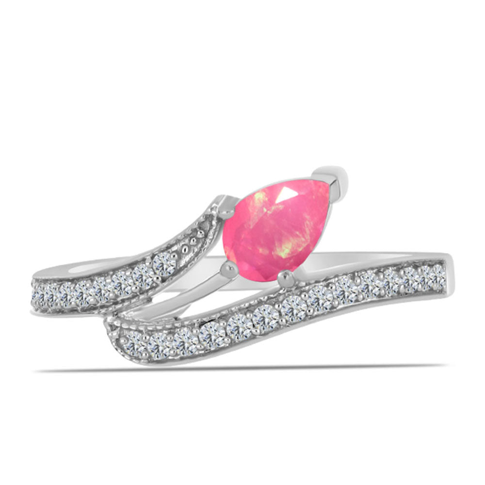 HopeaSormus Lega Dembin Vaaleanpunaisella Opaalilla ja Valkoisella Topaasilla