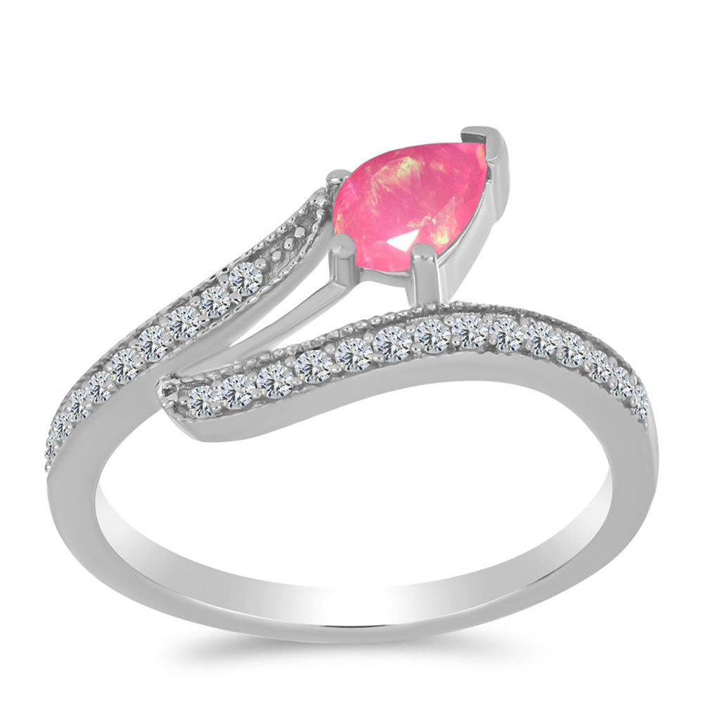 HopeaSormus Lega Dembin Vaaleanpunaisella Opaalilla ja Valkoisella Topaasilla