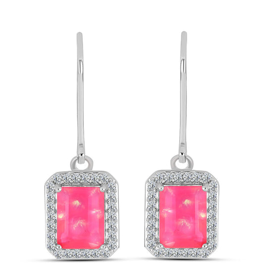 HopeaKorvakorut Lega Dembin Vaaleanpunaisella Opaalilla ja Valkoisella Topaasilla