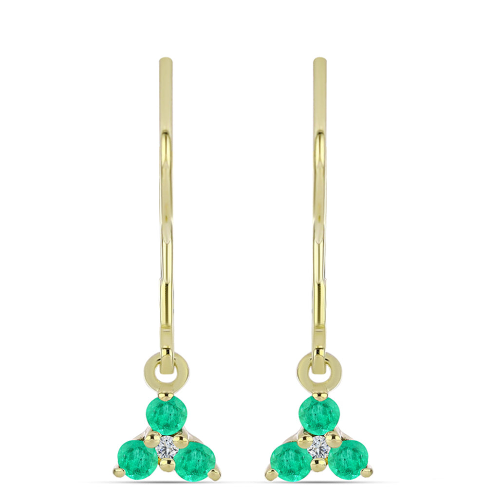 Kullatut hopeat Korvakorut Kolumbian Smaragdilla ja Valkoisella Timantilla 1 