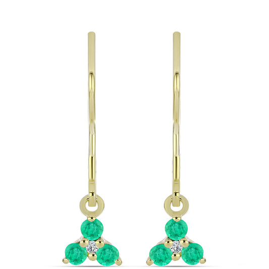 Kullatut hopeat Korvakorut Kolumbian Smaragdilla ja Valkoisella Timantilla