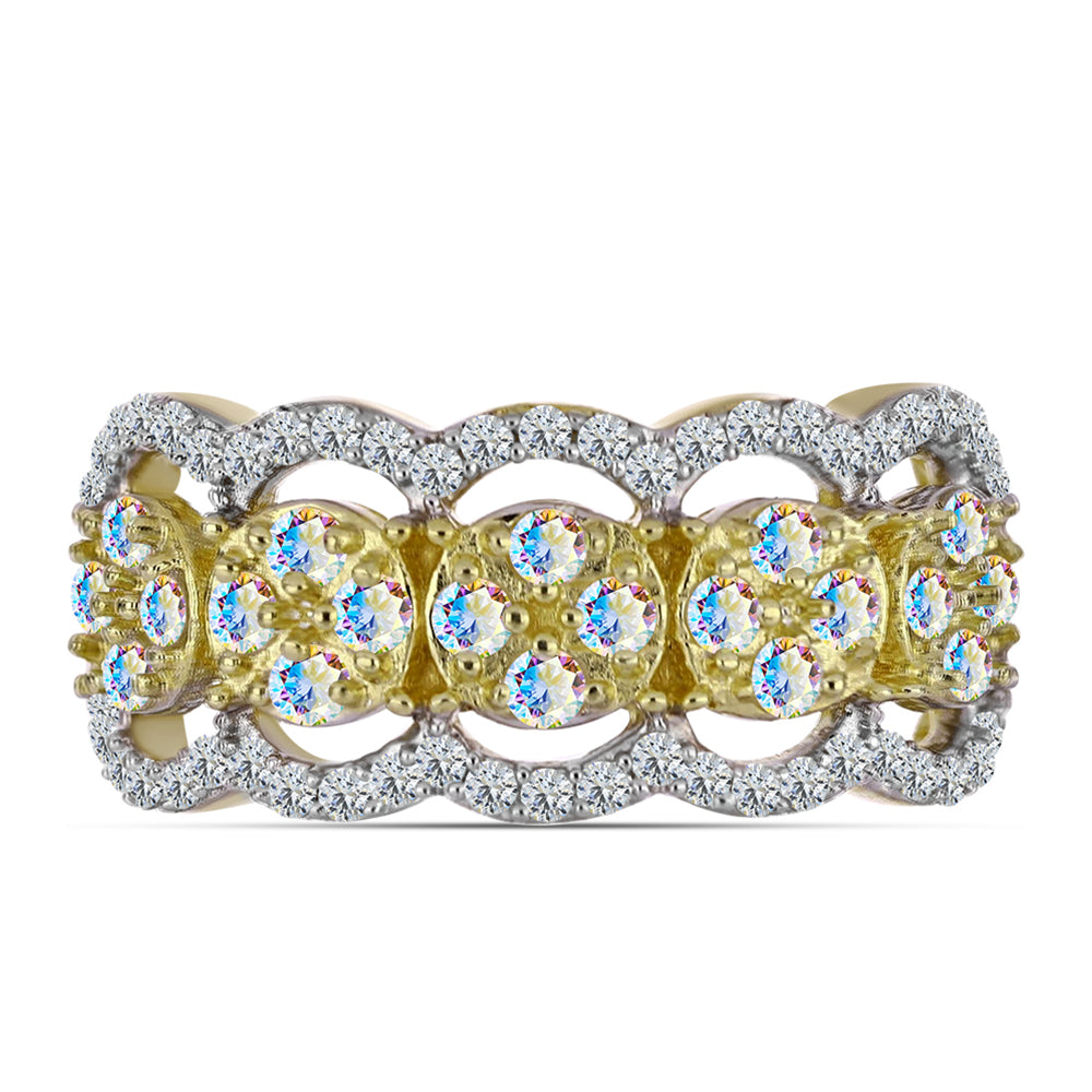 Kullattu hopeaSormus Jäämoissanite ja Valkoisella Topaasilla 1 