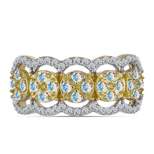 Kullattu hopeaSormus Jäämoissanite ja Valkoisella Topaasilla