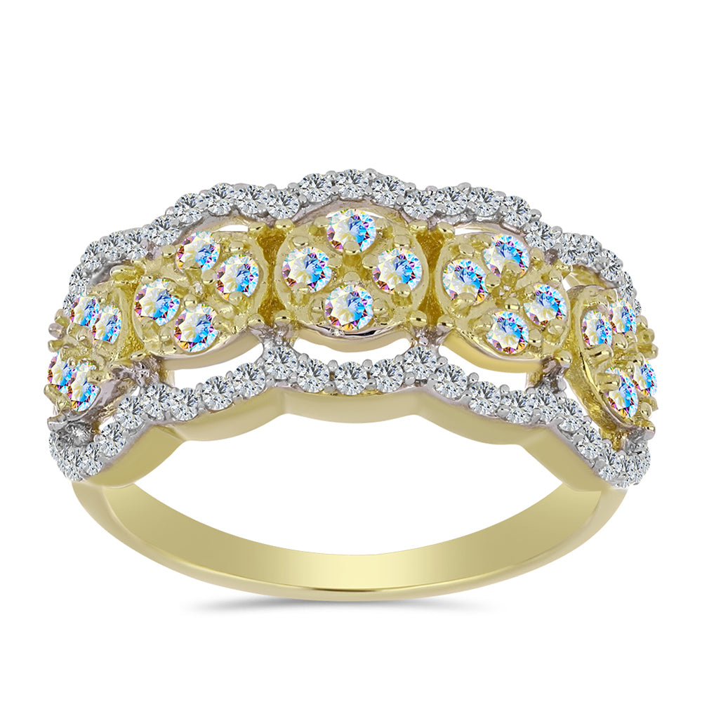 Kullattu hopeaSormus Jäämoissanite ja Valkoisella Topaasilla 3 