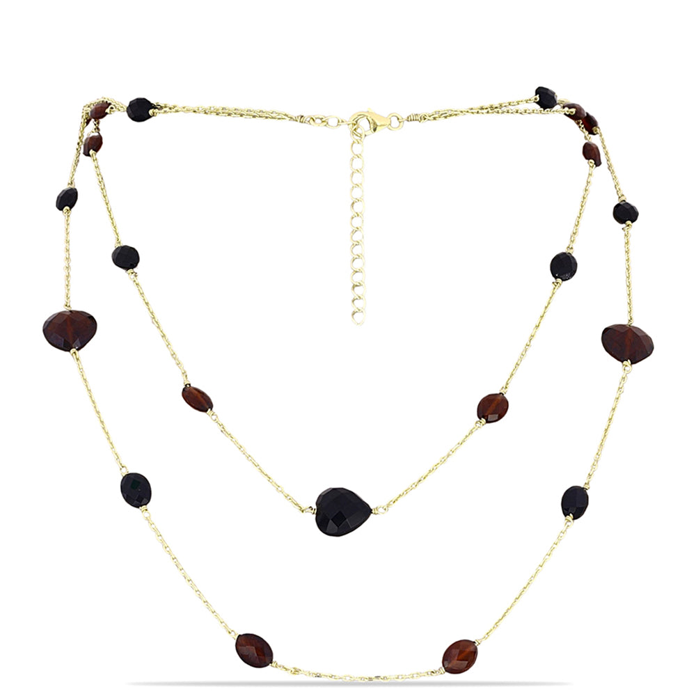 Kullattu hopeaKaulakoru Barton Granaatilla ja Mustalla Onyksilla 1 