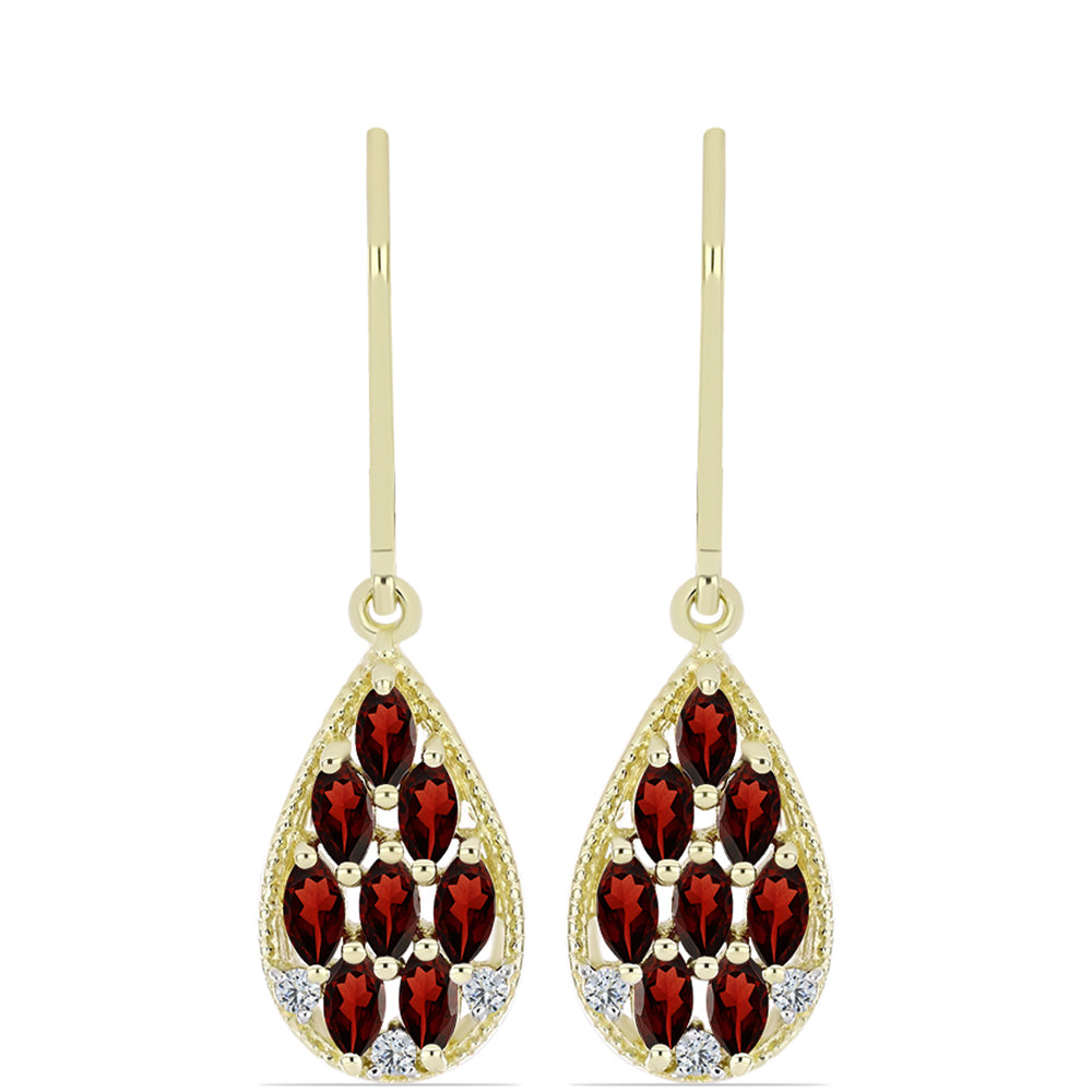 Kullatut hopeat Korvakorut Barton Granaatilla ja Valkoisella Topaasilla 1 