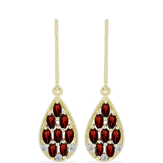 Kullatut hopeat Korvakorut Barton Granaatilla ja Valkoisella Topaasilla