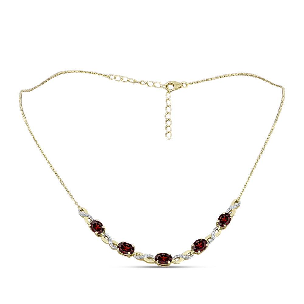 Kullattu hopeaKaulakoru Barton Granaatilla ja Valkoisella Topaasilla 1 