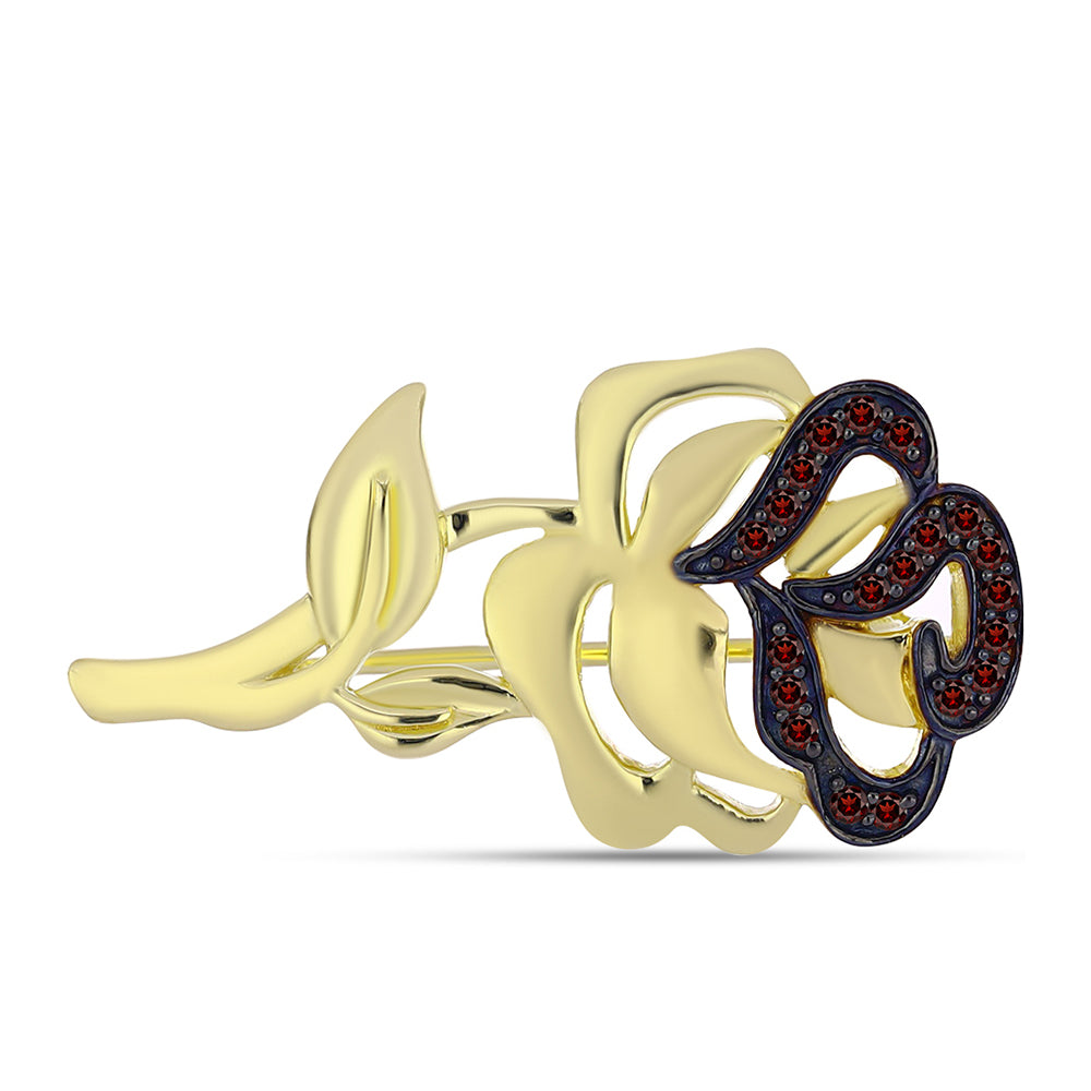 Kullattu hopeaRintaneula Barton Granaatilla 1 