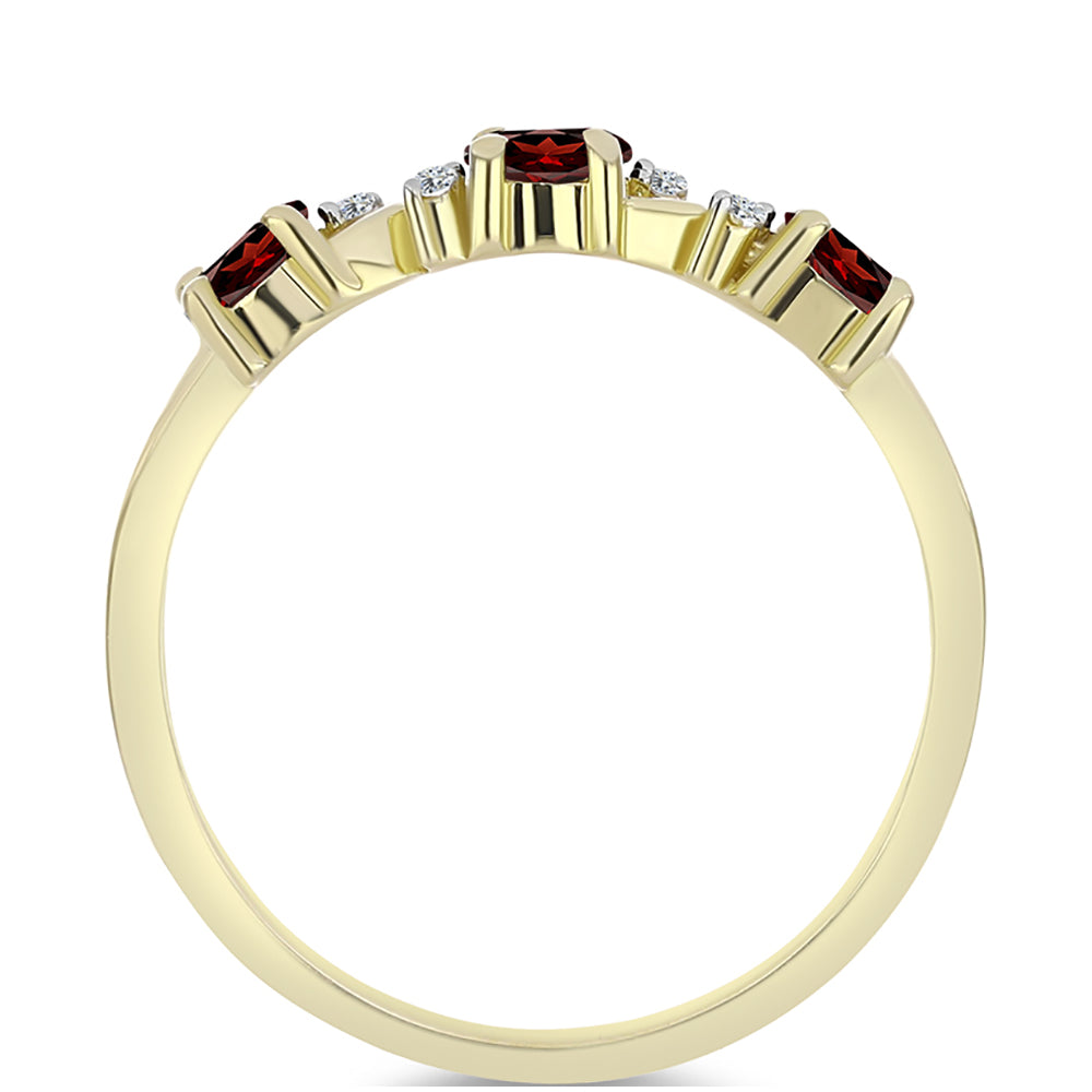 Kullattu hopeaSormus Barton Granaatilla ja Valkoisella Topaasilla