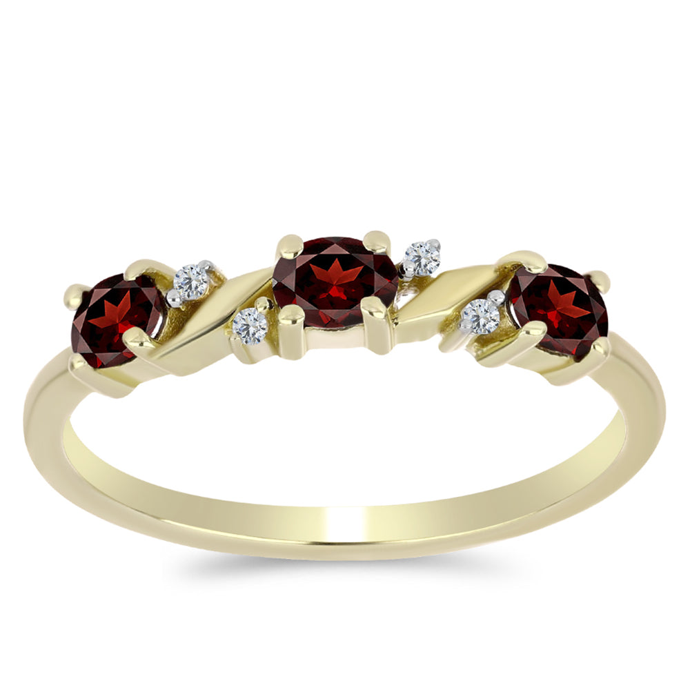 Kullattu hopeaSormus Barton Granaatilla ja Valkoisella Topaasilla 1 