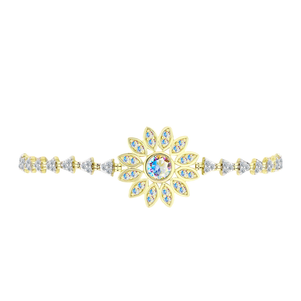 Kullattu hopeaRannekoru Jäämoissanite ja Valkoisella Topaasilla