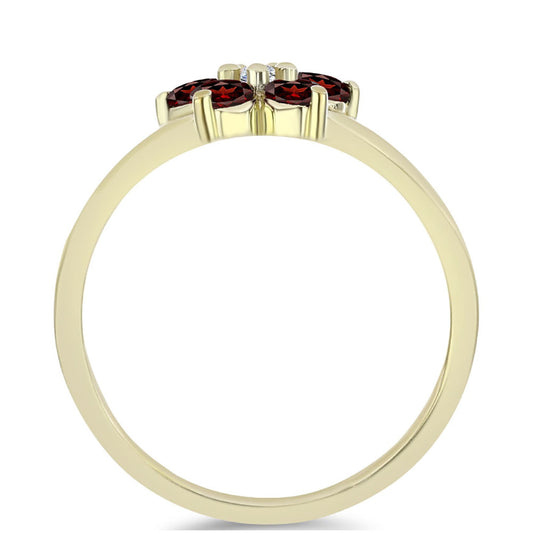 Kullattu hopeaSormus Barton Granaatilla ja Valkoisella Topaasilla