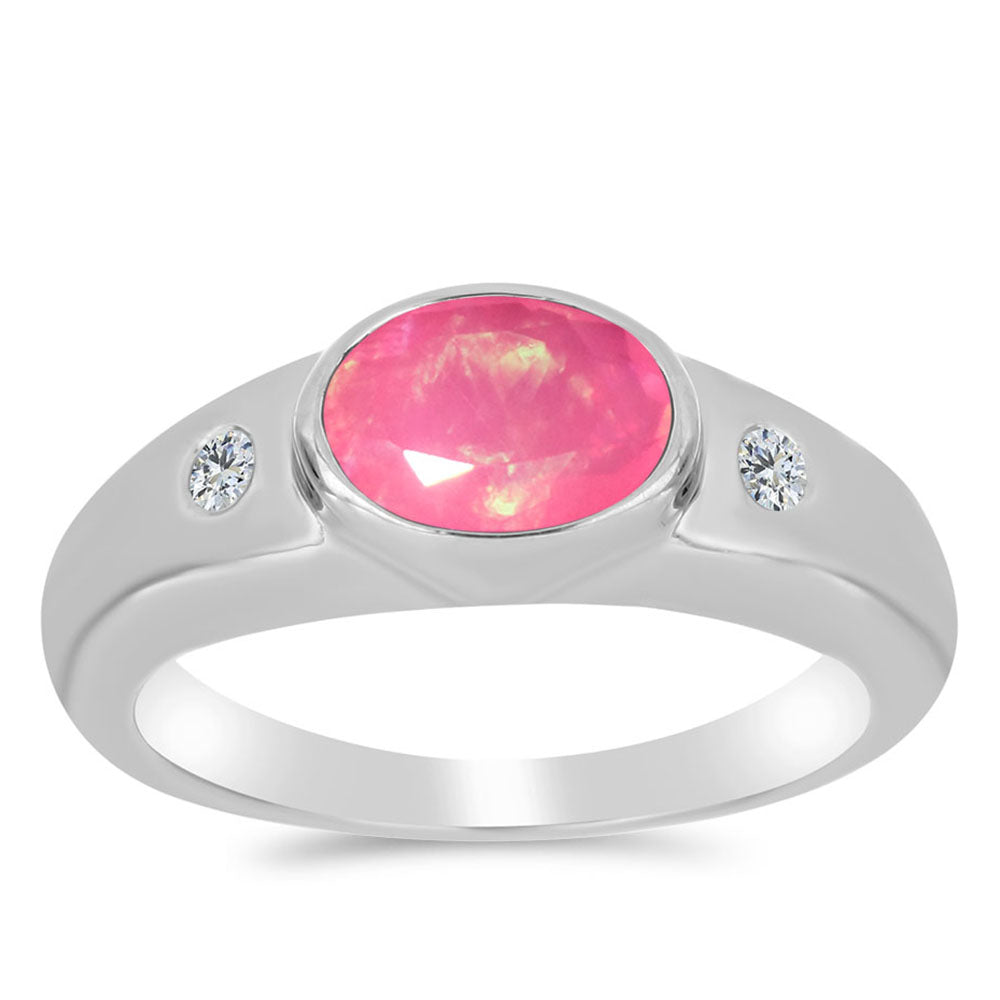 HopeaSormus Lega Dembin Vaaleanpunaisella Opaalilla ja Valkoisella Topaasilla 3 