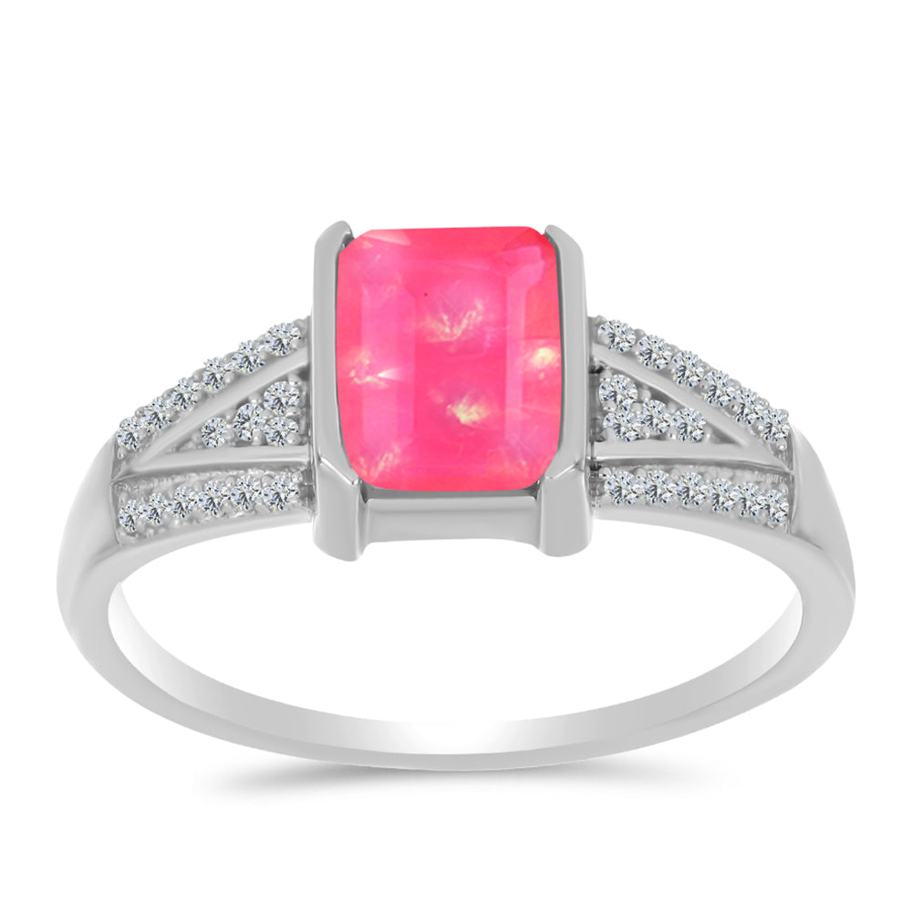 HopeaSormus Lega Dembin Vaaleanpunaisella Opaalilla ja Valkoisella Topaasilla