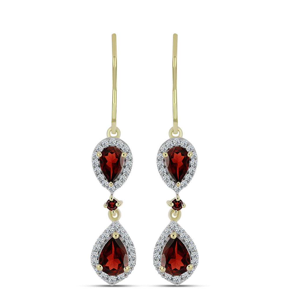 Kullatut hopeat Korvakorut Barton Granaatilla ja Valkoisella Topaasilla