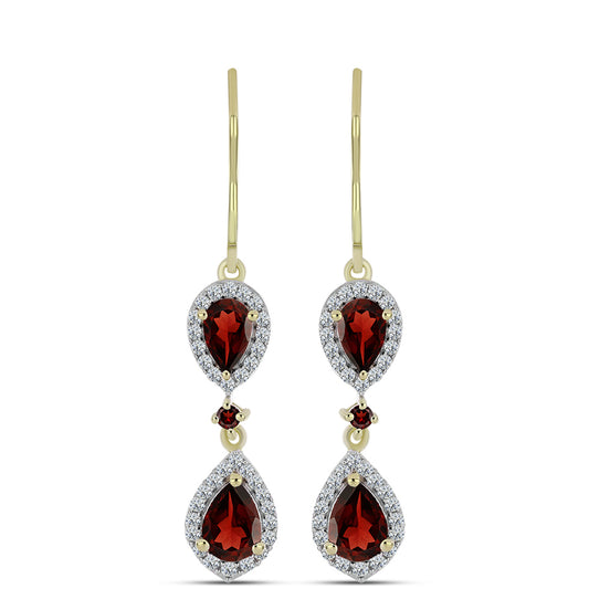 Kullatut hopeat Korvakorut Barton Granaatilla ja Valkoisella Topaasilla