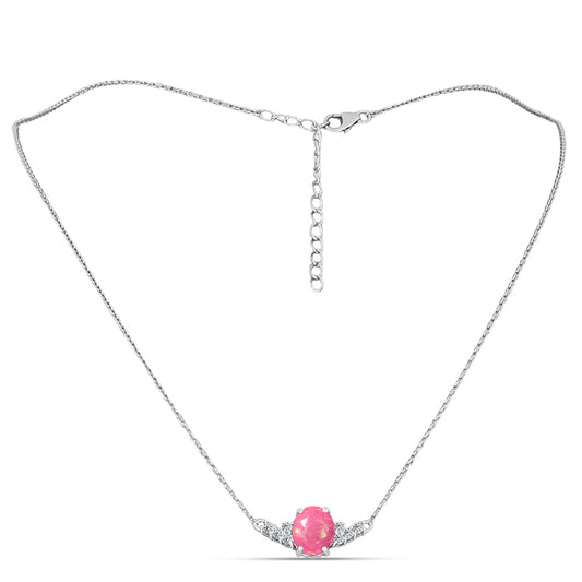 HopeaKaulakoru Lega Dembin Vaaleanpunaisella Opaalilla ja Valkoisella Topaasilla